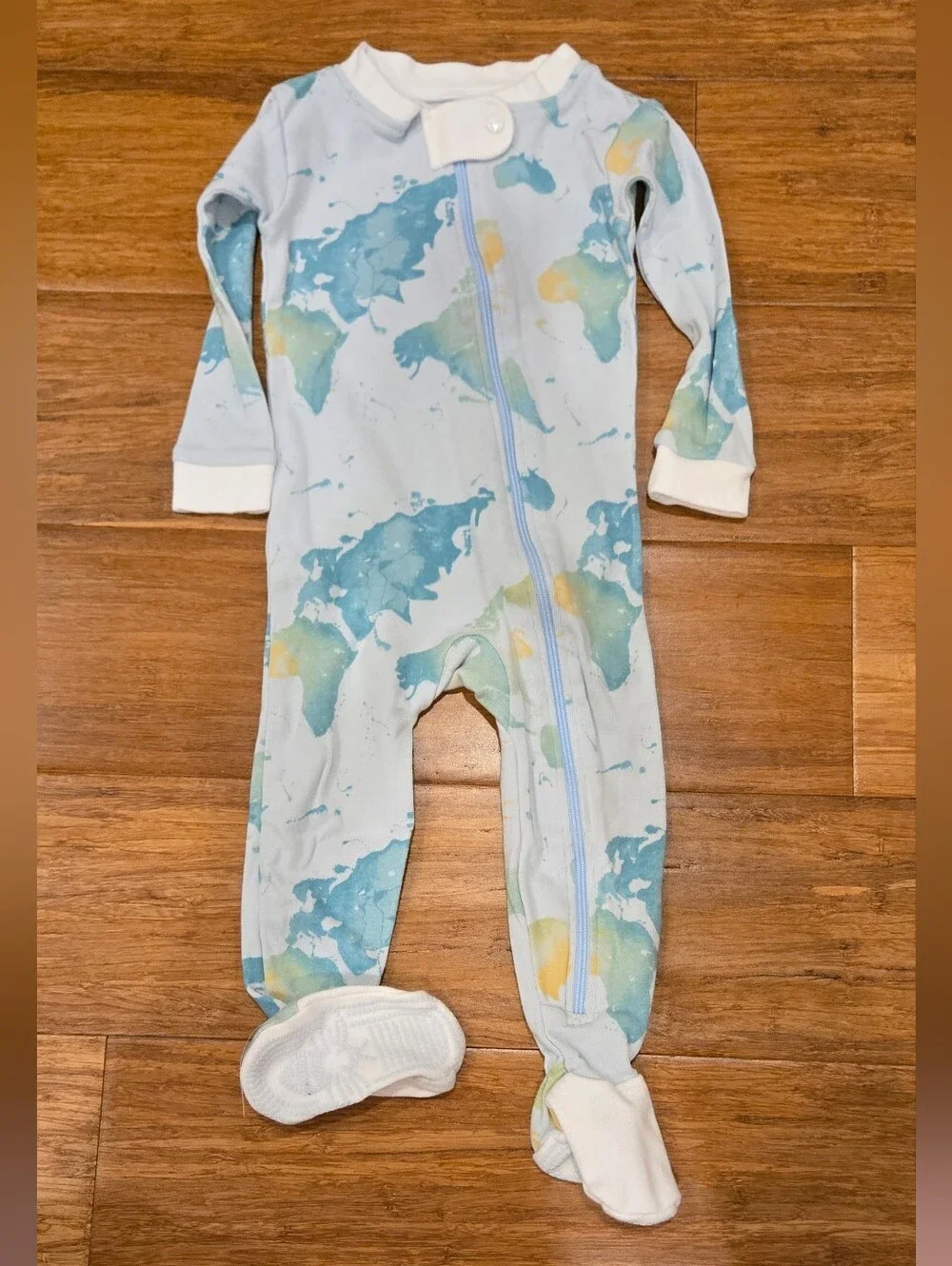 Burt's Bees Baby World Map Footie Bodysuit Pajama